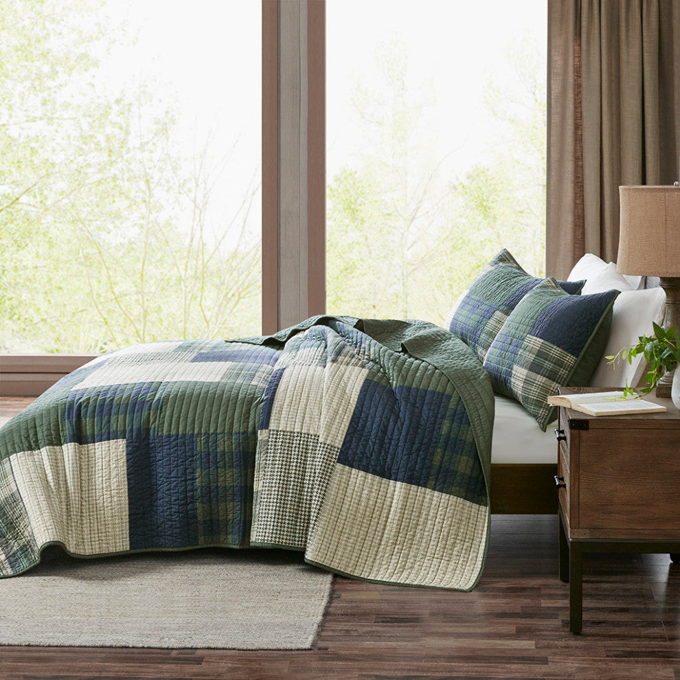 Woolrich Mill Creek Oversized Cotton Quilt Set, Green