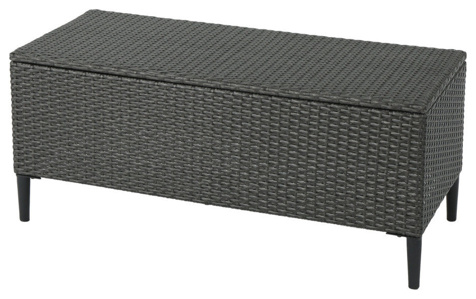 GDF Studio Irene Outdoor Wicker Storage Chest, Gray