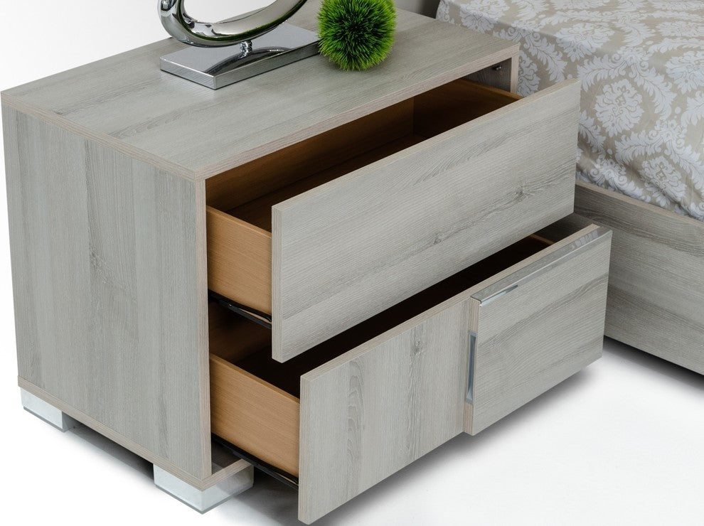 Modrest Ethan Italian Modern Gray Nightstand, Left
