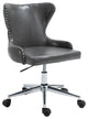 Hendrix Swivel and Adjustable Vegan Leather Office Chair, Gray, Rich Chrome Base