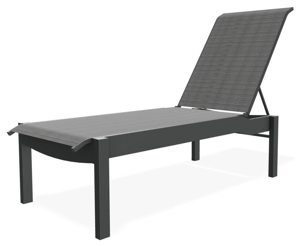 Leeward Sling Stackable Outdoor Chaise Lounge, Destiny Steel/Graphite