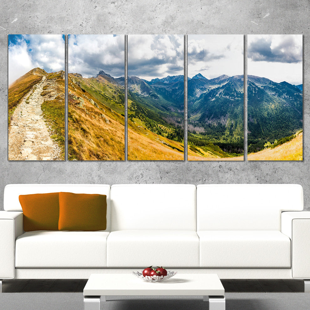 "Low Tatras Hike Panorama" Landscape Wall Art Canvas Print, 5 Panels, 60"x28"