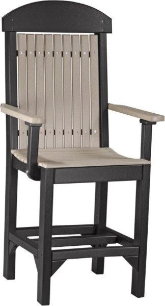 Set of 4 Poly Dining Chairs, Weatherwood & Black, Counter Height, Arm Chair