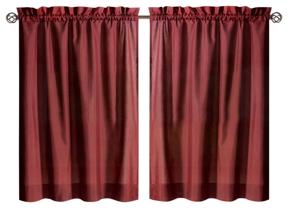Ellis Curtain Stacey Tailored Tier Pair Curtains, Merlot, 56"x36"