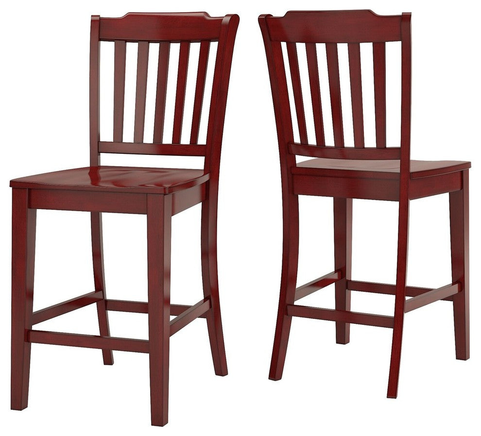 Arbor Hill Slat Back Counter Chair, Set of 2, Berry Red