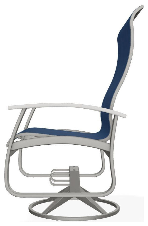 Belle Isle Sling Outdoor Swivel Rocker, Cobalt/Snow