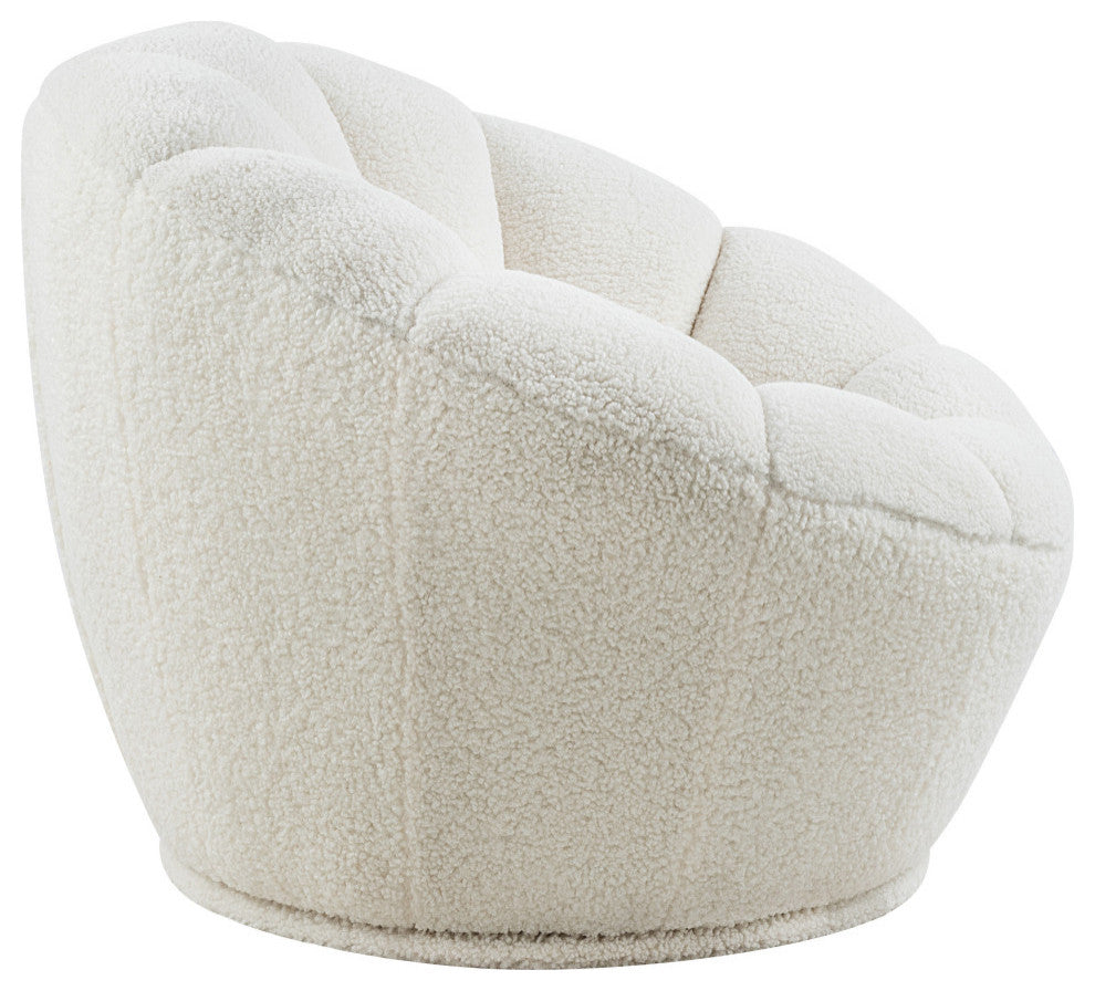 Dream White Faux Sheepskin Fur Swivel Accent Chair