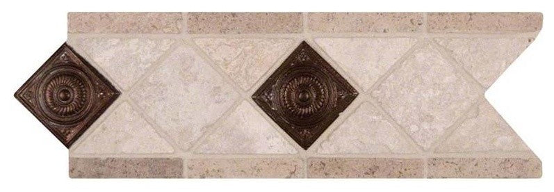 Noce/Chiaro Copper Scudo Listello, 4"x12", Set of 10