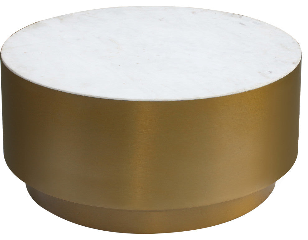 Presley Coffee Table, Marble Top, Brushed Gold Metal Base