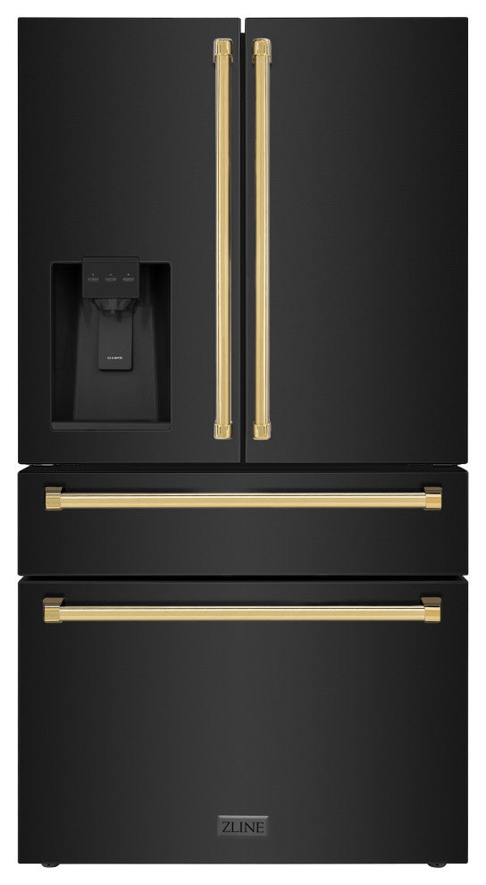ZLINE 36" French Door Black Stainless Refrigerator With Water RFMZ-W-36-BS-G