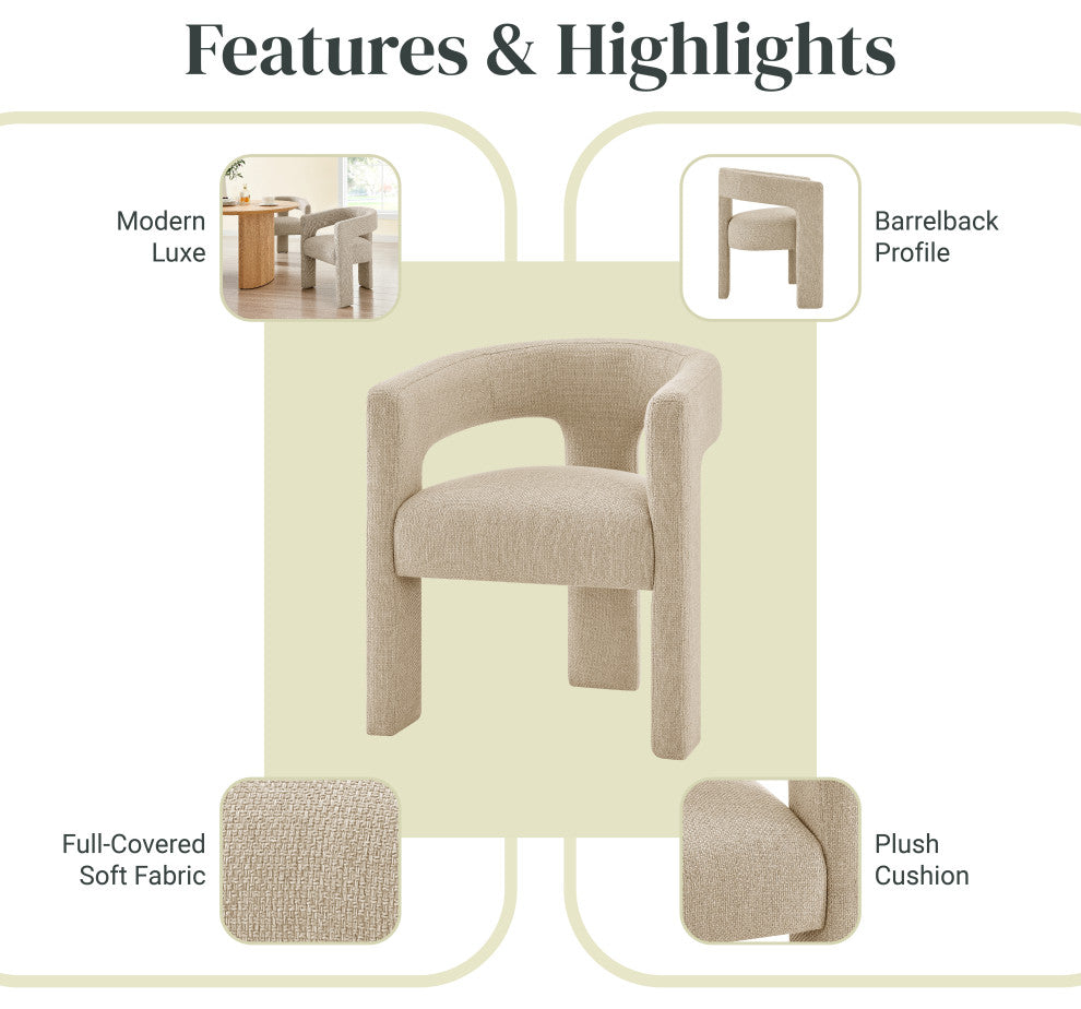 Sherlyn Dining Side Chair, Barley Beige, Fabric