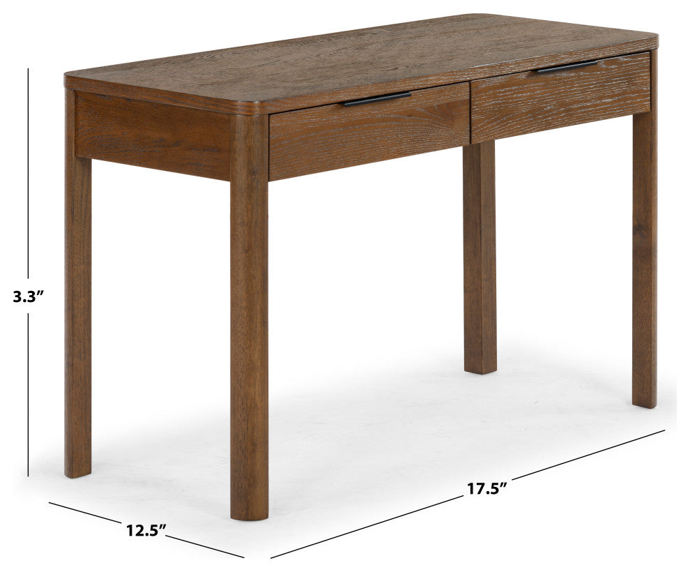 Safavieh Couture Gabrietta 2 Drawer Wood Desk, Medium Oak/Black