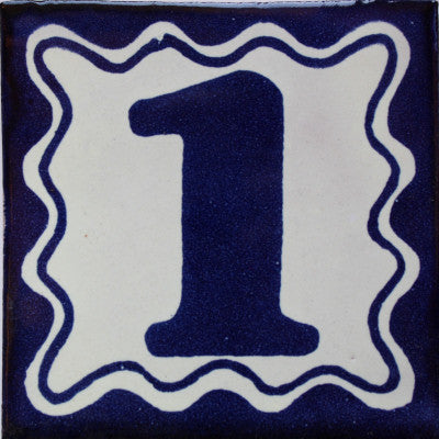 Blue Talavera Tile, Set of 3, Number One