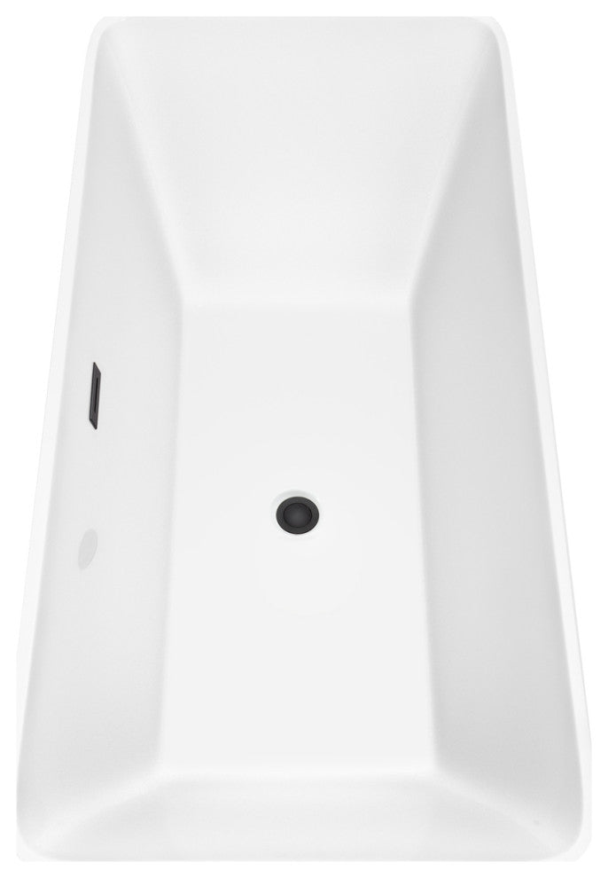 Tiffany 67" Freestanding White Bathtub, Matte Black Drain and Overflow Trim