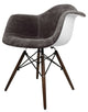 Fabric Upholstered Accent Arm Chair, Eiffel Steel Legs, Cocoa Brown