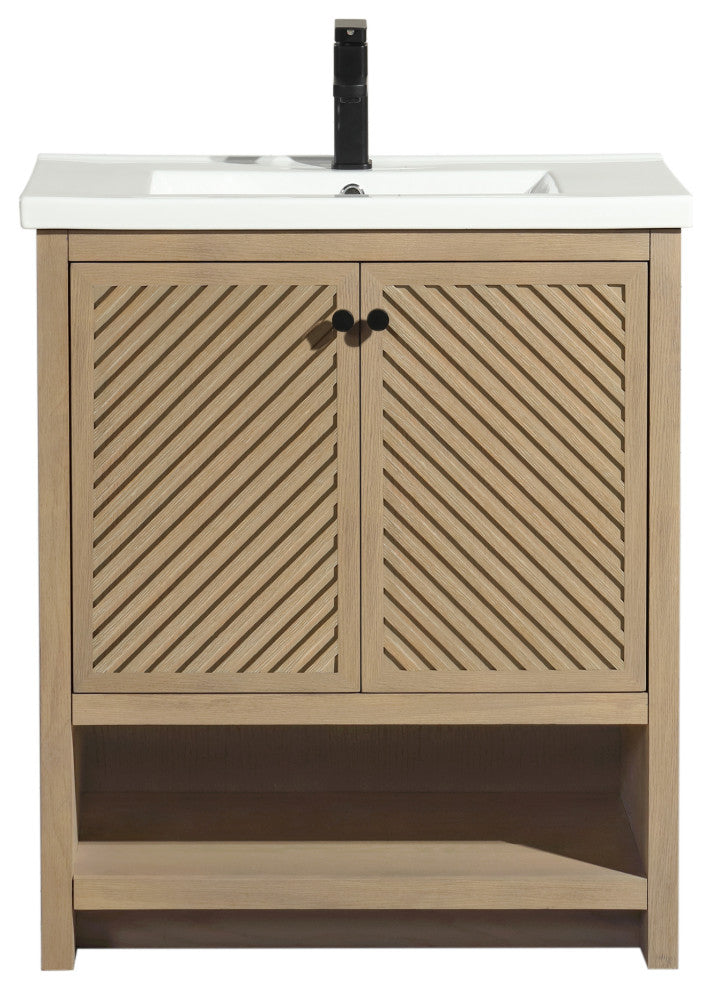 Selena Bathroom Vanity, Oak, 30", Single Sink, Freestanding