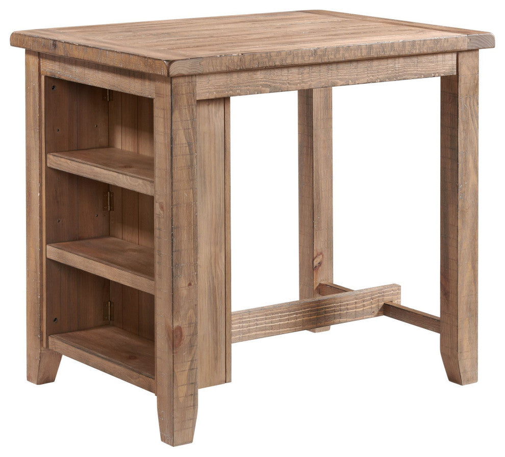 Highland Table With 3 Open Shelves, Sandwash