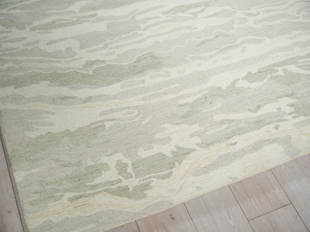 Cortero Handmade Hand Tufted New Zealand Wool Green/Ivory Area Rug, 8'x10'