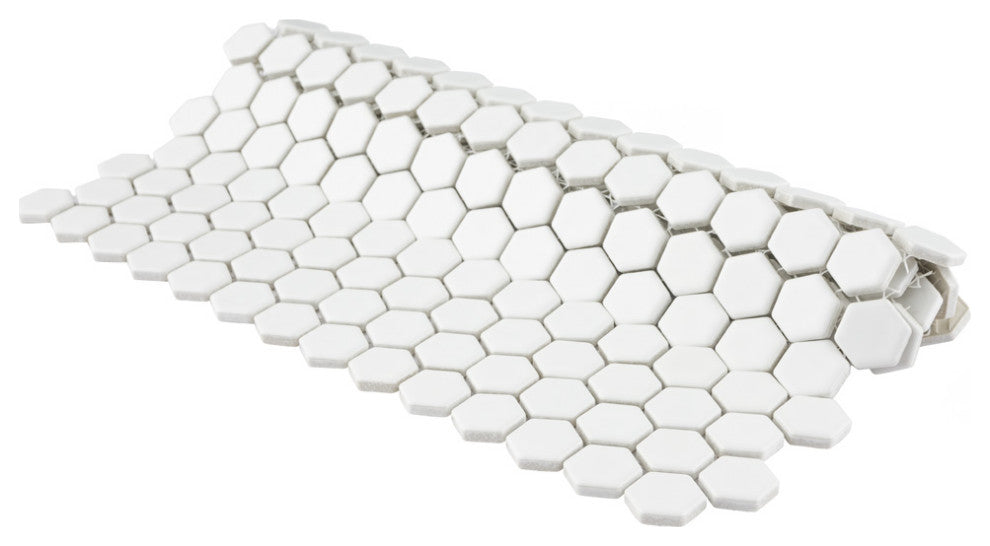 Colmena Hex Porcelain Floor and Wall Mosaic Tile, Matte White