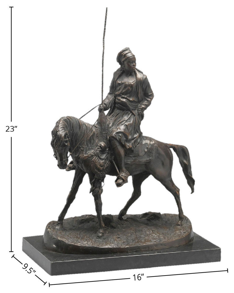 Ferguson Bronze African Herder on Horse Statue, Bronze