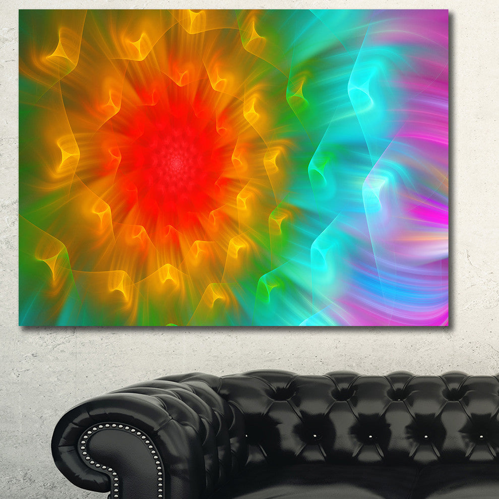 Large Red Alien Fractal Flower, Large Floral Canvas Art Print, 40"x30"
