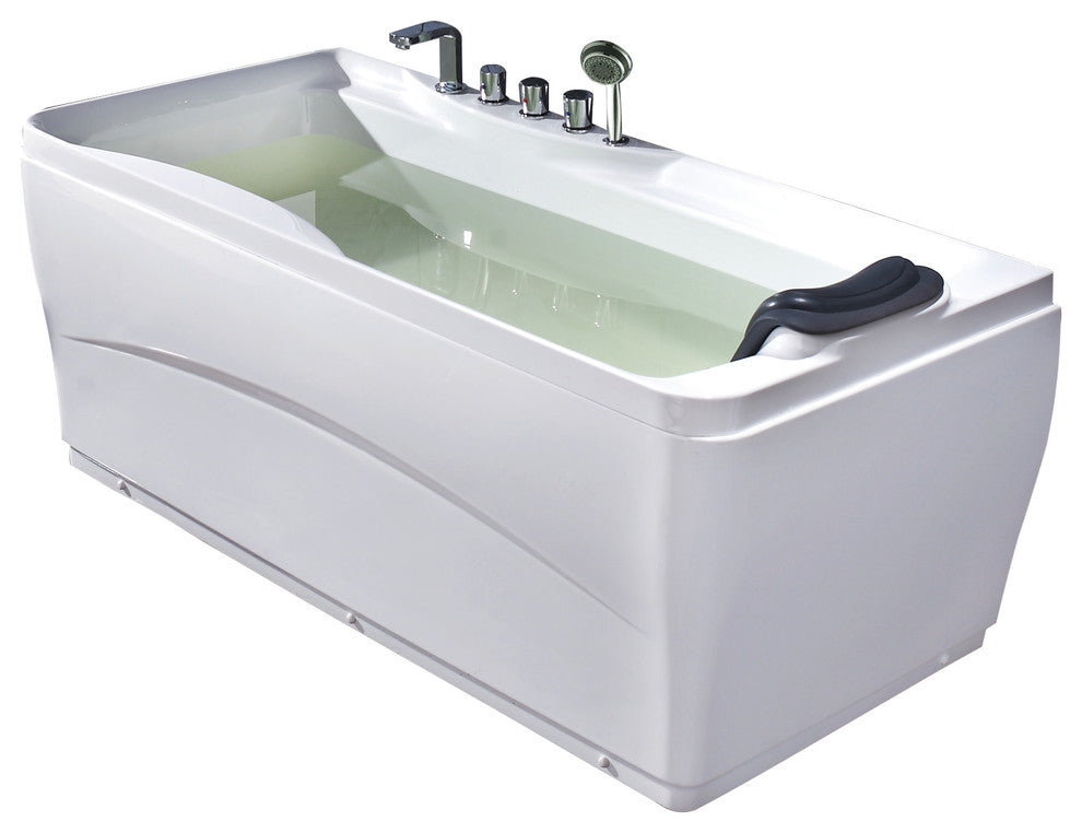 White Acrylic 63" Soaking Tub with Fixtures