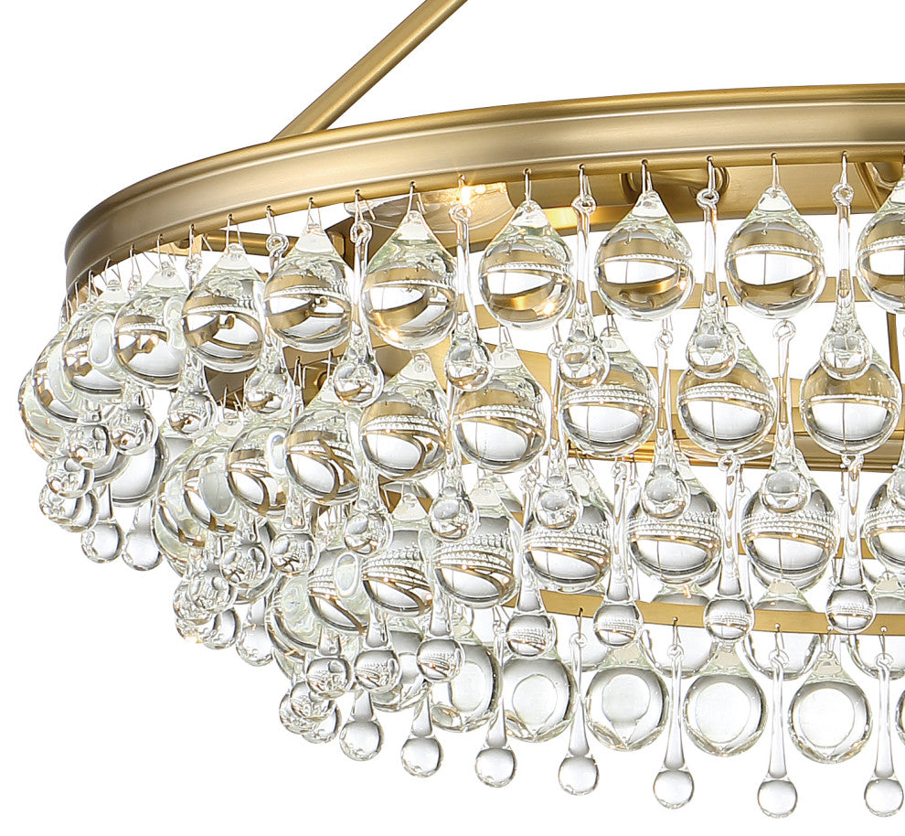 Calypso 6 Light Crystal Teardrop Vibrant Gold Chandelier