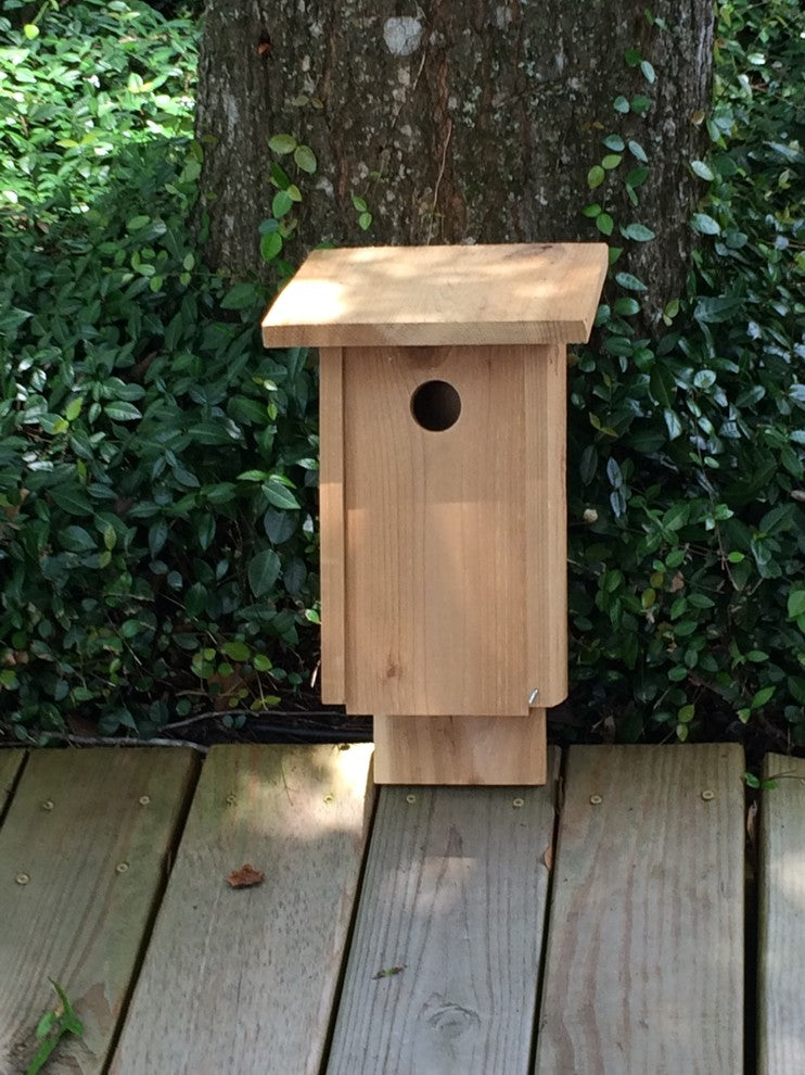 Bird House With Slant Roof, Natural