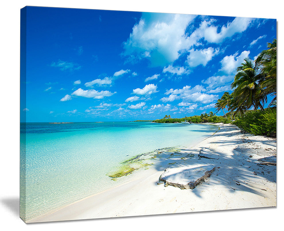 "Tropical Beach With Palm Shadows" Seashore Wall Art, 20"x12"