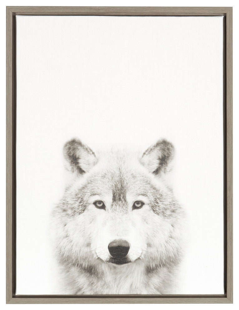 Sylvie Wolf Framed Canvas Wall Art by Simon Te Tai, Gray, 18x24
