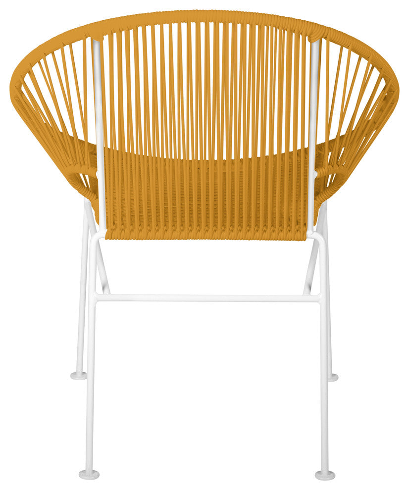 Concha Indoor/Outdoor Handmade Dining Chair, Caramel Weave, White Frame