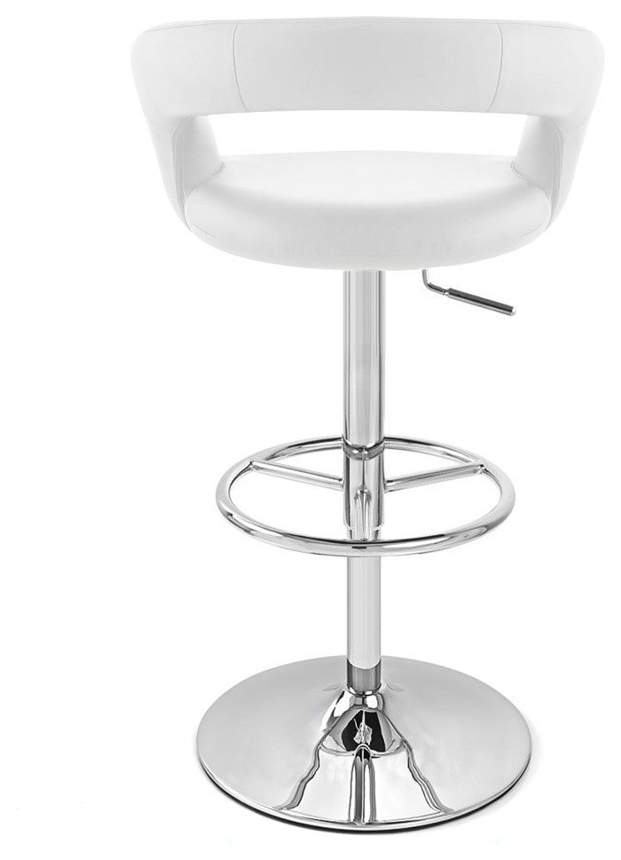 Monza Adjustable Height Swivel Armless Bar Stool, White