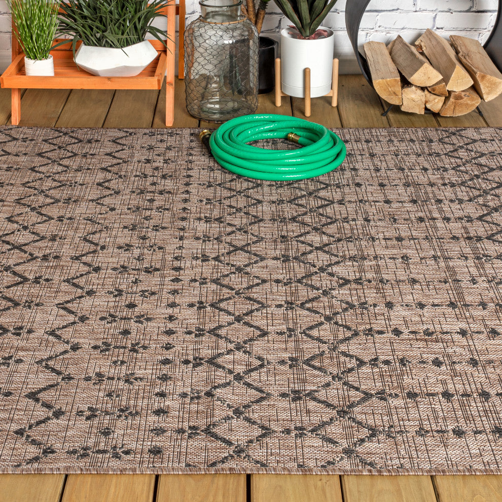Ourika Moroccan Geometric Textured Weave Indoor/Outdoor Area Rug