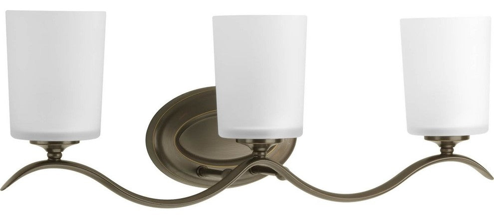 Progress Lighting Inspire 3-Light Bath Light With Etched Glass, Antique Bronze