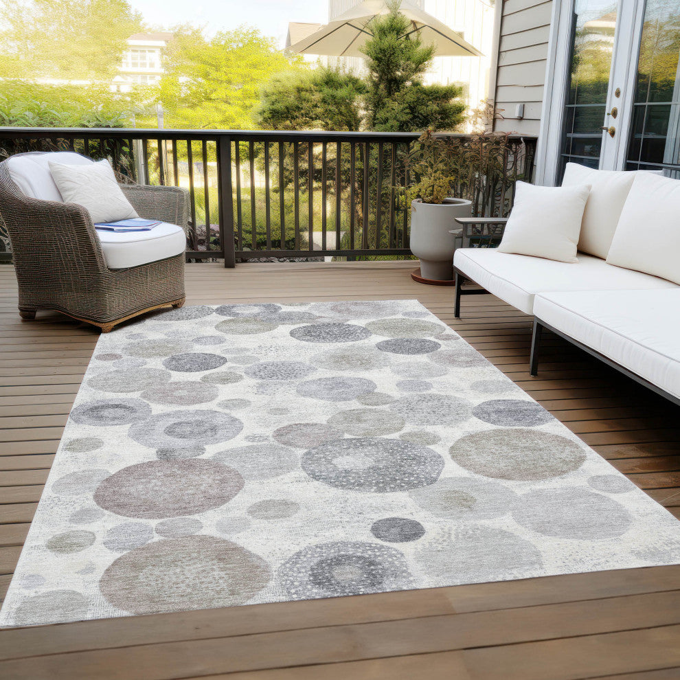 Machine Washable Indoor/Outdoor Chantille ACN1896 Ivory 5' x 7'6" Rug