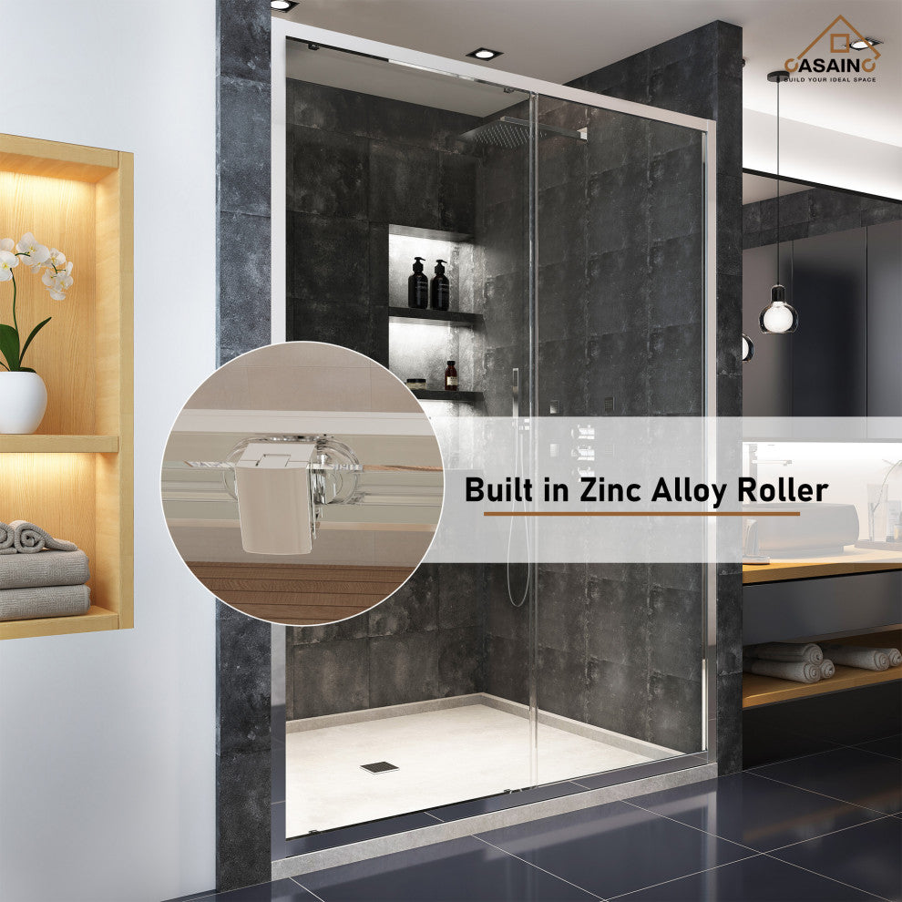 60-in x 72-in Framed Sliding Shower Door, Chromed