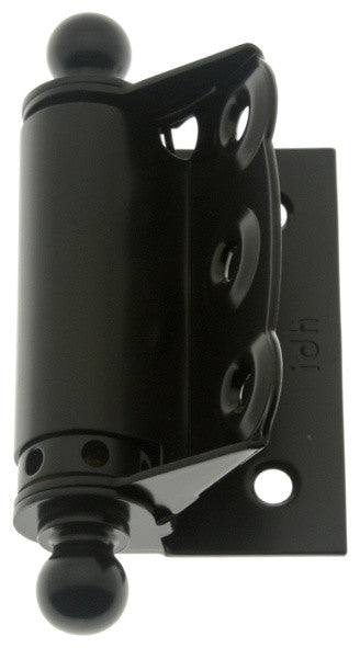 Half Surface Spring Screen Door Hinges, Ball Finials, Matte Black, Pair