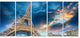 "Beautiful View Paris Eiffel Tower Under Fiery Sky" Wall Art, 60"x28", 5-Panels