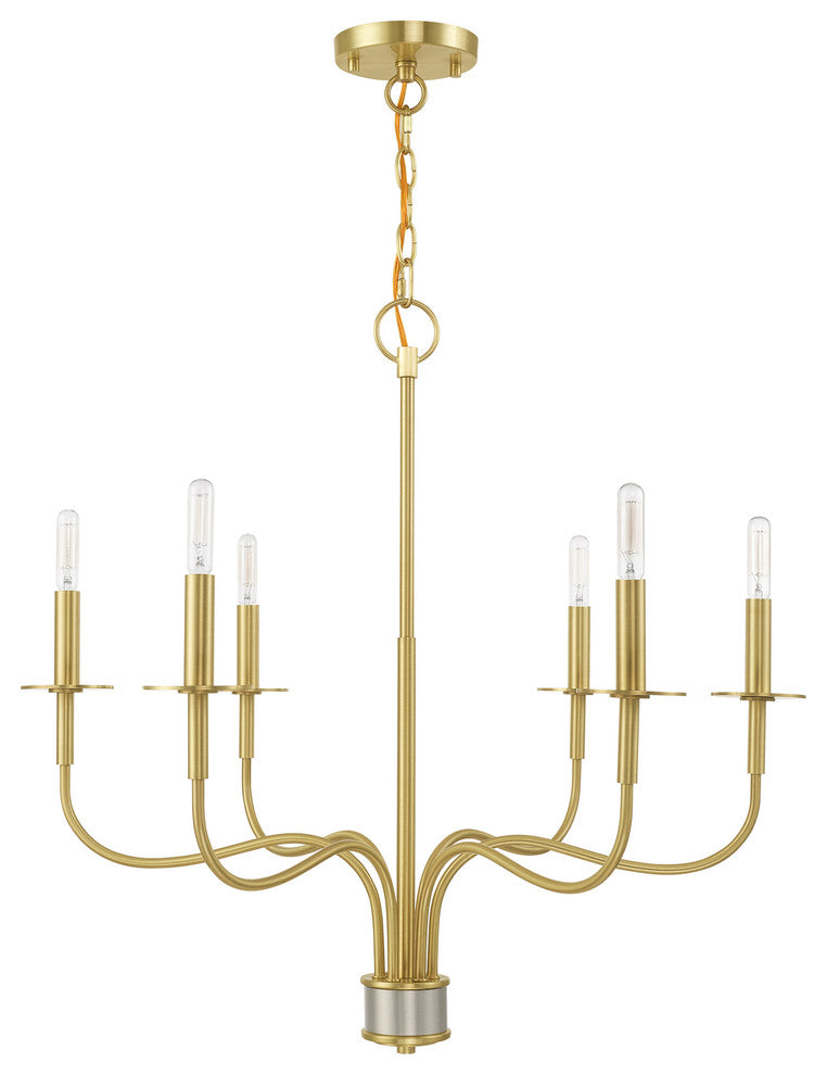 Livex Lighting Satin Brass 6-Light Chandelier