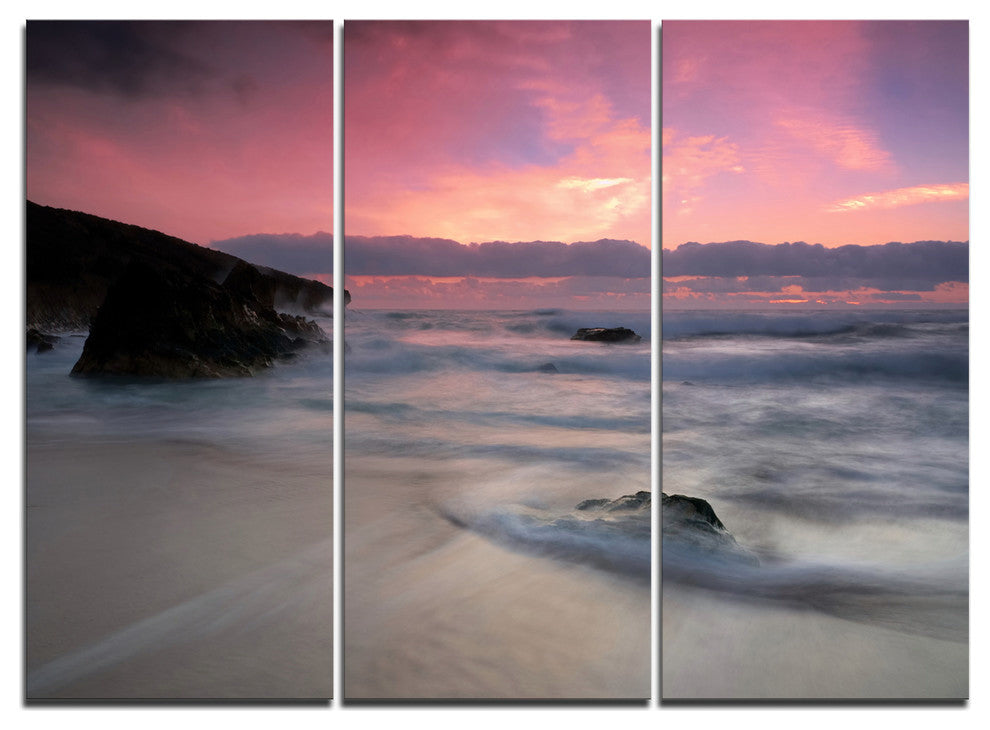 "White Waters at Guincho Beach Cascais" Metal Wall Art, 3 Panels, 36"x28"