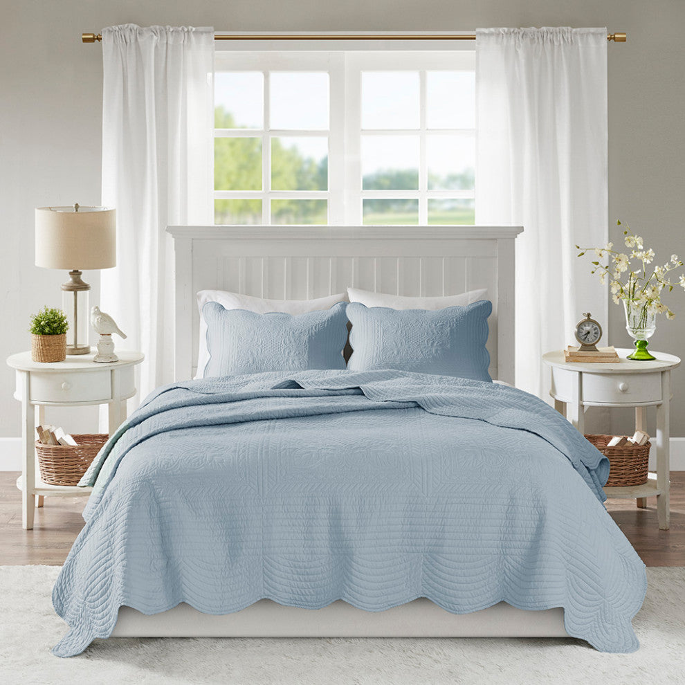 Madison Park Tuscany 3 Piece Reversible Scalloped Edge Quilt Set