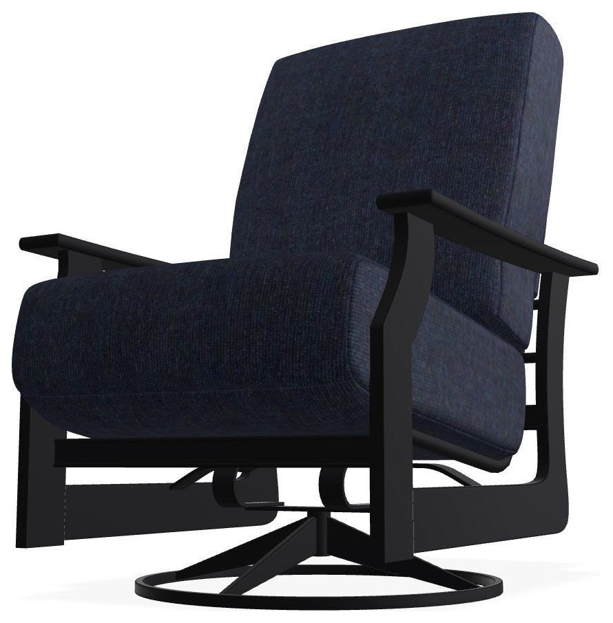 St. Catherine Deep Seat Outdoor Swivel Rocker, Indigo/Black