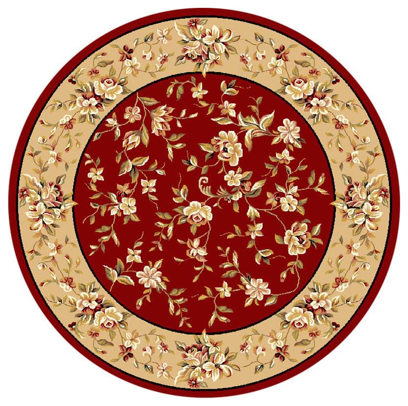 Cambridge 7337 Red, Beige Floral Delight, 7'7" Round