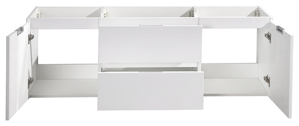 Valencia Wall Hung Single Sink Bathroom Cabinet Base, Glossy White, 48"