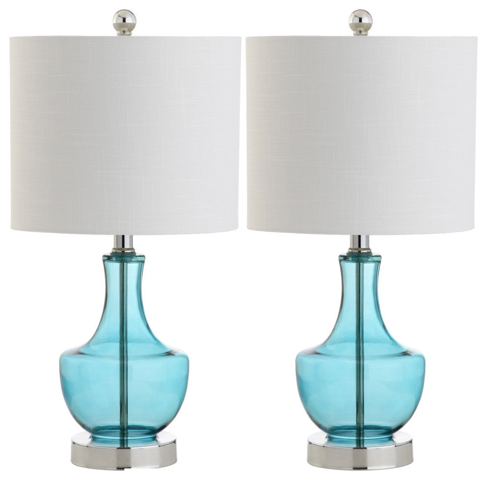 Colette 20" Mini Glass Table Lamp, Amalfi Blue, Set of 2