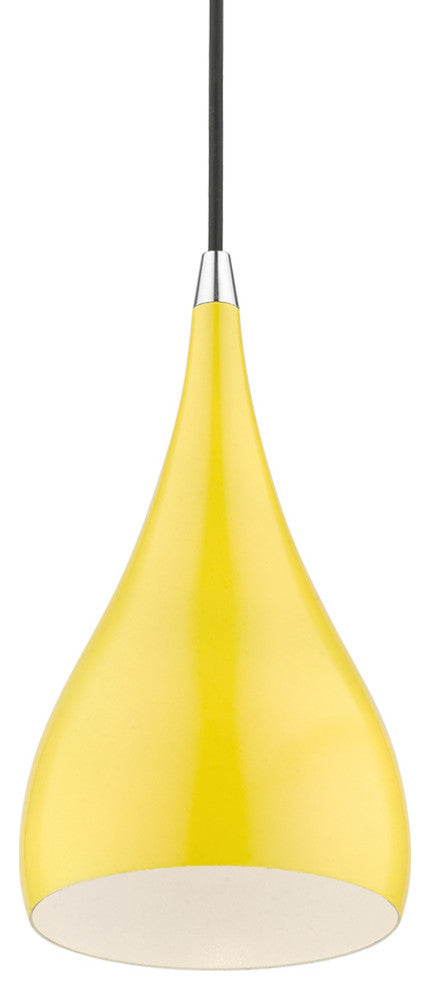 Amador 1 Light Shiny Yellow With Polished Chrome Accents Mini Pendant