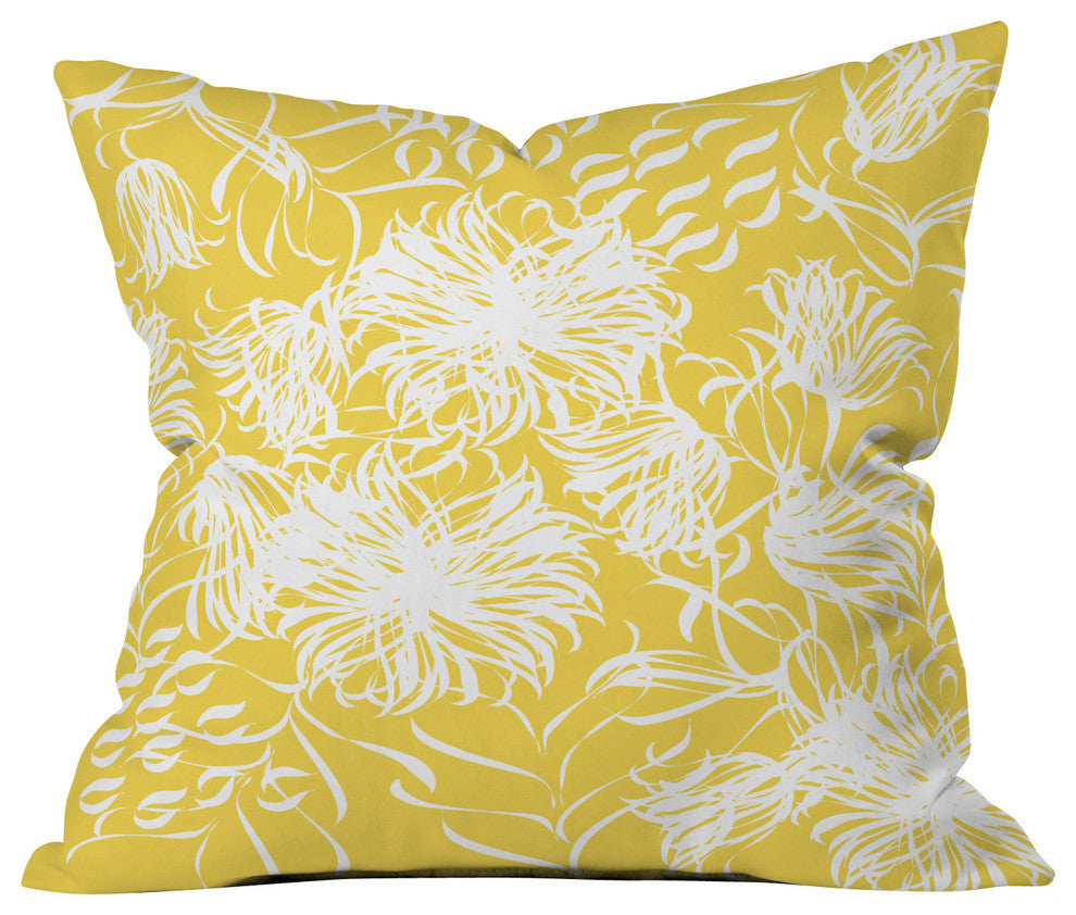 Vy La Bright Breezy Yellow Outdoor Throw Pillow