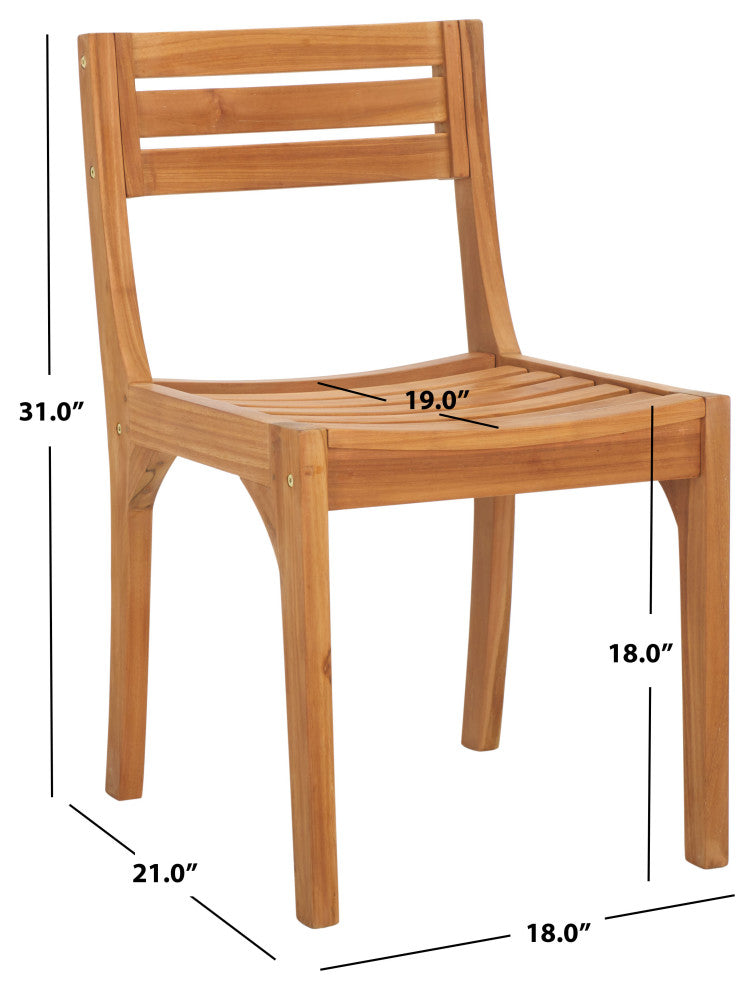 Safavieh Indoor-Outdoor Anna Solid Teak Chair, Set of 2, Natural