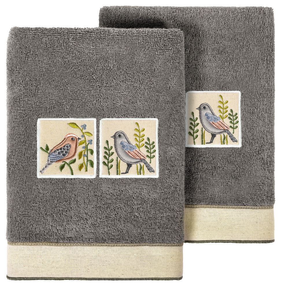 Linum Home Textiles 100% Turkish Cotton BELINDA 2PC Embellished Hand Towel Set