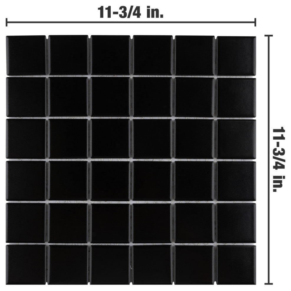 Metro Quad Matte Black Porcelain Floor and Wall Tile